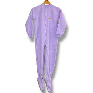 VINTAGE CARTER’S Lilac Footed Fleece Pajama Girls Size 10 EMBROIDERED PUPPY